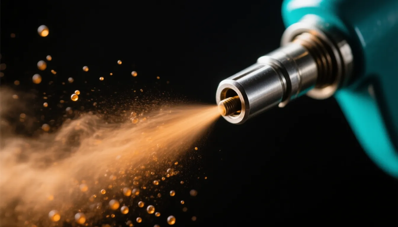 Macro of a diesel injector spraying a fine mist of fuel